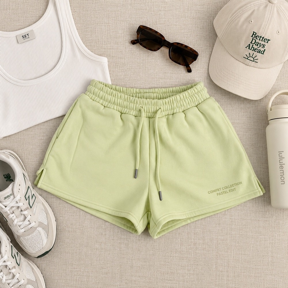 Comfrt Pastel Edit Fleece Sweat Shorts Pale Lime Green Medium AX25060024